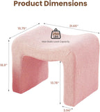 Vanity Stool Foot Rest Small Footstool Ottoman Chair Seating Backless Modern Teddy Velvet Ottoman for Makeup Room Living Room Bedroom Entryway,(Single 1) Pink