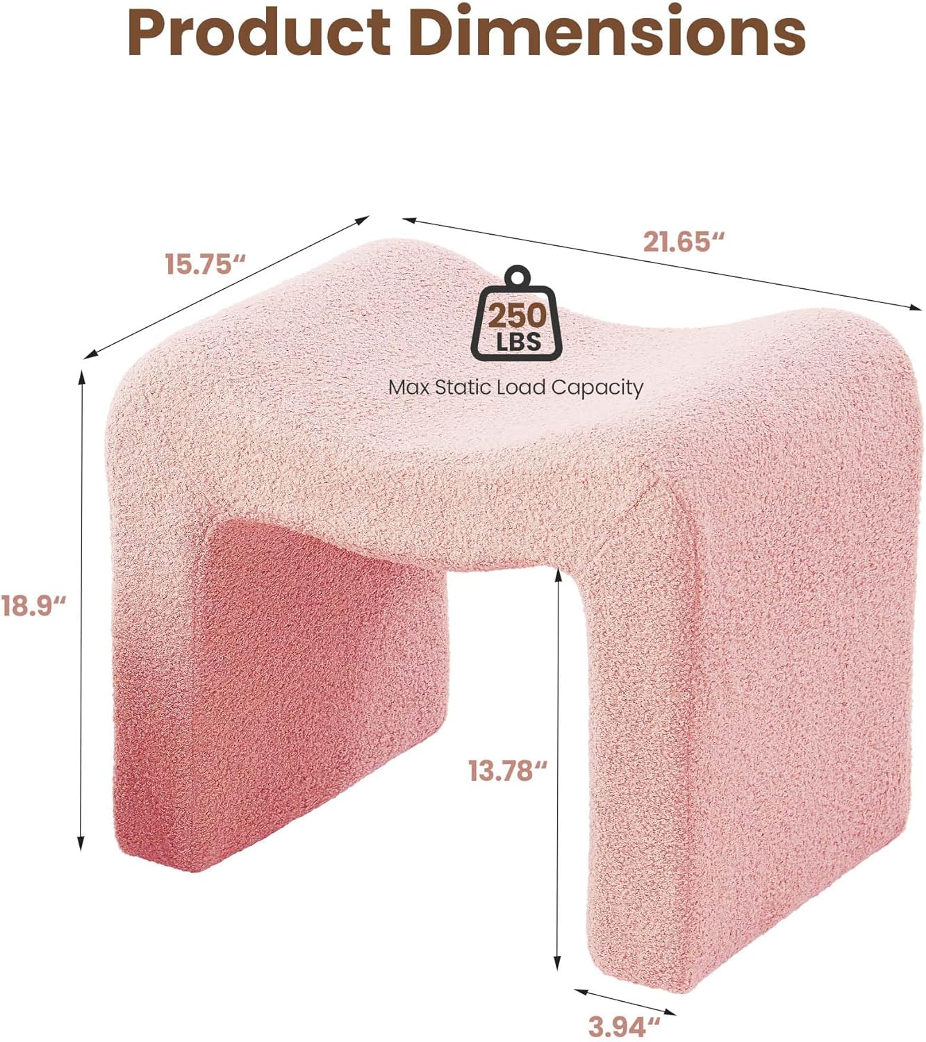 Vanity Stool Foot Rest Small Footstool Ottoman Chair Seating Backless Modern Teddy Velvet Ottoman for Makeup Room Living Room Bedroom Entryway,(Single 1) Pink