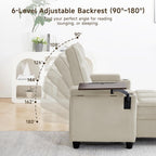 Oversized Recliner Chair with Swivel Tray Table, Modern Tufted Linen Fabric Single Sofa with Cup Holders & USB Port, 660 LBS Heavy Duty Reclining Chair for Living Room & Bedroom (White, 41.7'')
