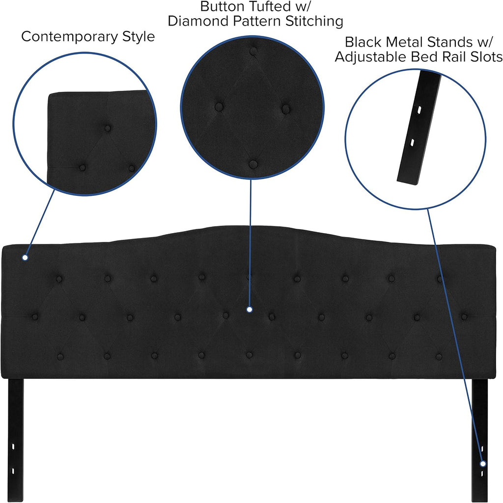 Flash Furniture Cambridge Tufted Upholstered King Size Headboard in Black Fabric