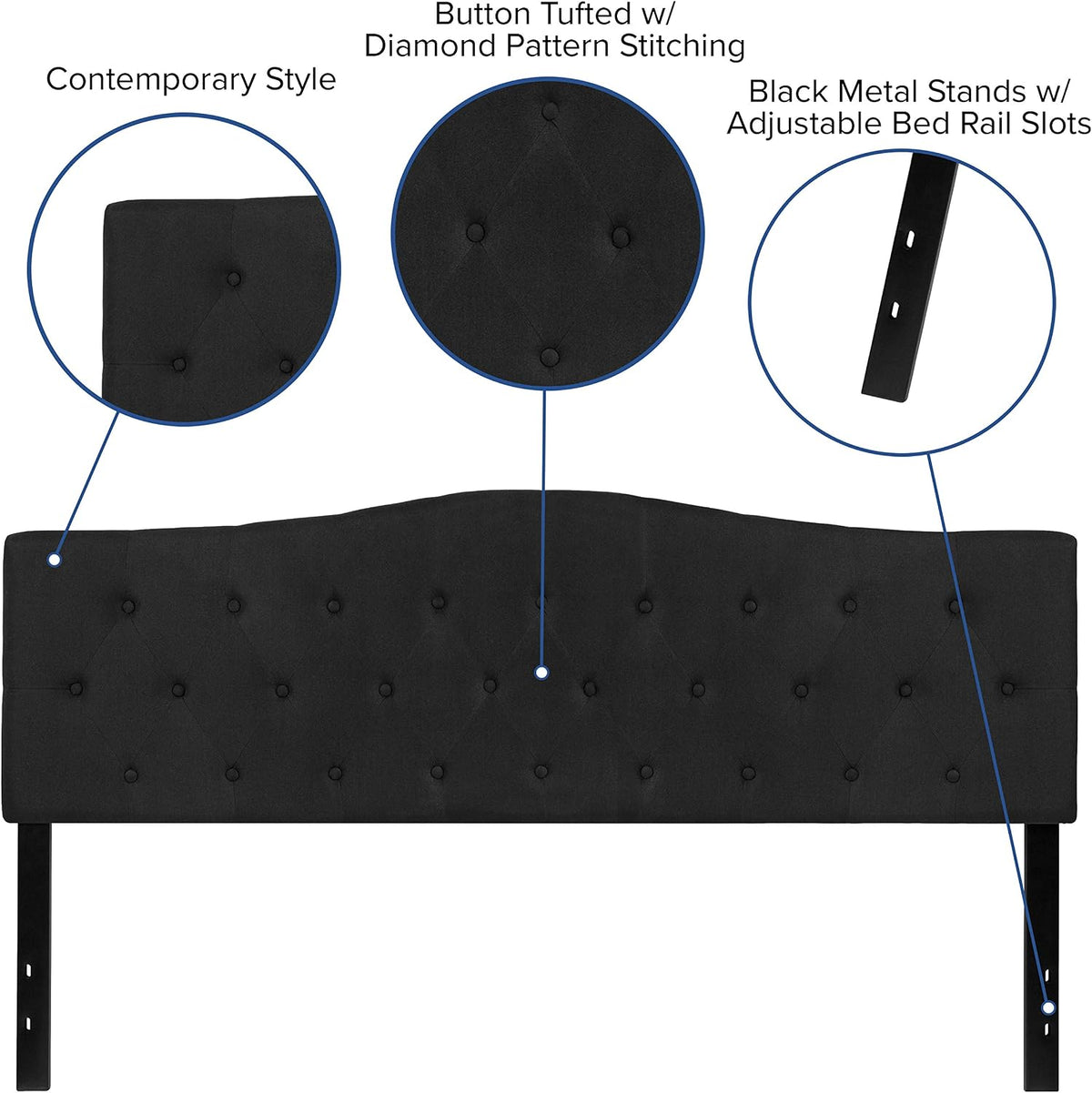 Flash Furniture Cambridge Tufted Upholstered King Size Headboard in Black Fabric