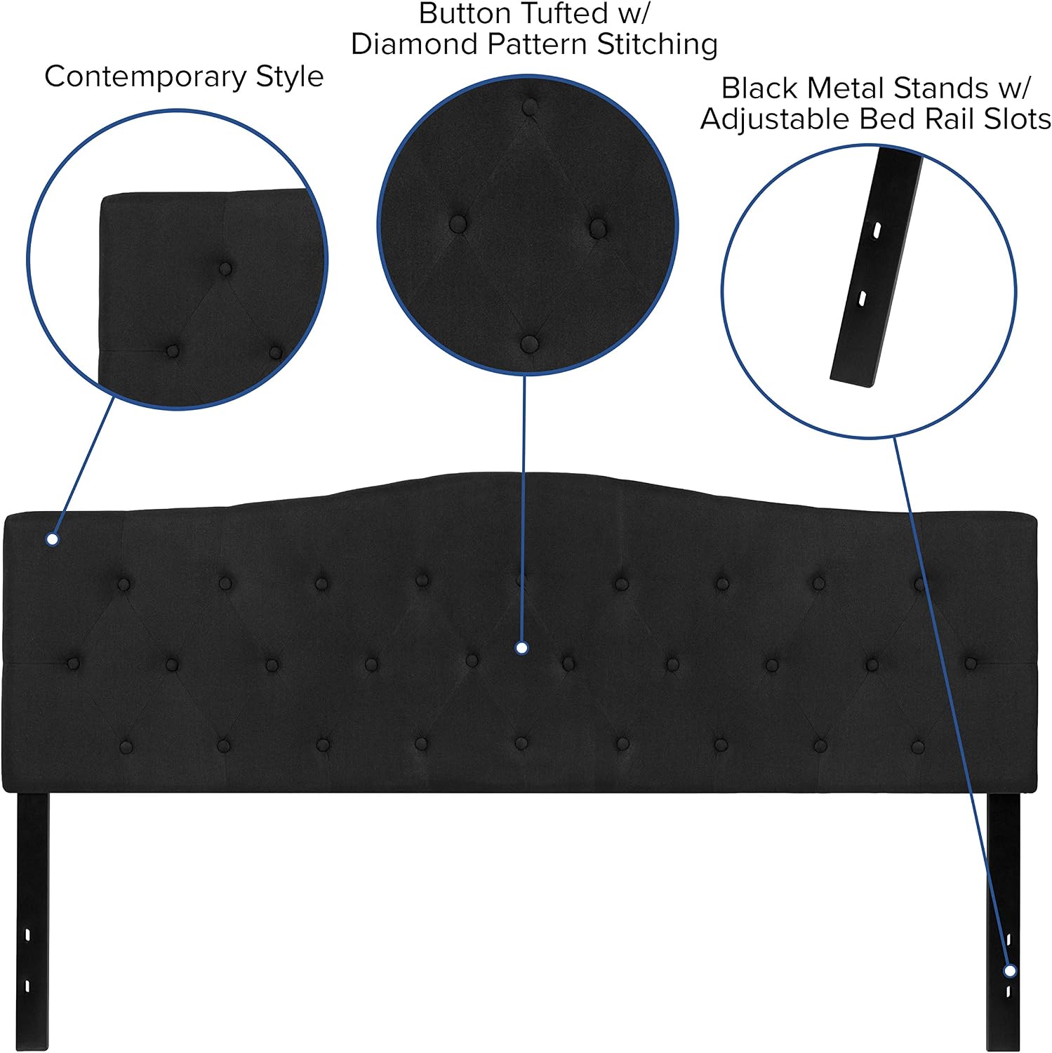 EMMA + OLIVER Black King Tufted Headboard