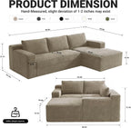Cloud Sectional Couch, 97 Inch Modern Modular Sectional Sofa with Deep Seat, Corduroy Couches with L-Shape Right Chaise for Living Room Bedroom, No Assembly Required(Camel)