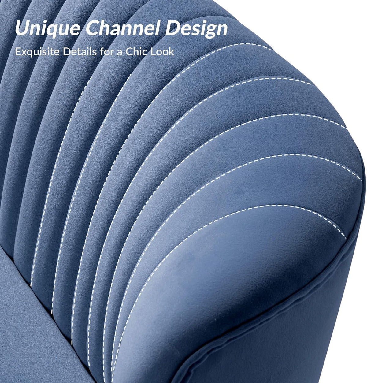 TINA'S HOME Mid-Century Velvet Loveseat Sofa, Upholstered Loveseat Couch with Golden Metal Legs, Small Tufted 2-Seat Sofa Armless Love Seat for Living Room Bedroom, Slate Blue