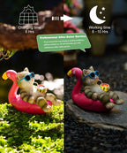 Cat Lying Flamingo Statue: Outdoor Sculptures Clearance for Lawn Porch Patio Balcony Yard - Gifts for Mom Women