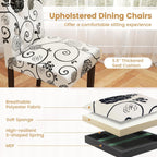GOFLAME Upholstered Dining Chairs Set of 2, Button Tufted Fabric Upholstered Parson Chairs with Rubber Wood Legs, Padded Seat and High Curved Backrest, Armless Kitchen Chairs for Dining Room, Floral