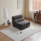 Fireside Chair, Modern Comfy Raindrop Velvet Fabric Bean Bag Chairs, Upholstered Lazy Floor Sofa Relaxing Lounge, Single Armless Lazy Chair for Living Room, Bedroom, Office, Grey