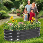 1MORE Galvanized Raised Garden Bed- Planter Garden Boxes Outdoor, Raised Beds for Gardening, 4x2x1ft Metal Garden Bed Kit for Vegetables Flower, Planter Raised Beds with Tools.Gray-2pack
