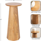Kate and Laurel Hemingson Modern Mango Wood Round Drink Table, 10 x 10 x 22, Natural Wood, Mid-Century Circle Pedestal Table for Use as Bedroom Nightstand, Indoor Plant Stand, or Living Room Accent