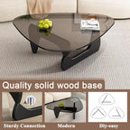 Modern Glass Coffee Table, Mid Century Coffee Table, Small Coffee Table for Living Room,Suitable for Bedroom Living Room Reception Office Tables (Black/Grey, Small)