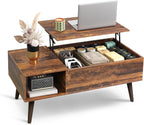 WLIVE Coffee Table with Storage & Lifting Top for Living Room, 21" Small Lift Top for Small Space Apartment, 31" Wooden Multifunctional Coffee & Dining Center Table for Home Office Work, Rustic Brown