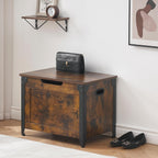 IDEALHOUSE Storage Bench, 23.6" Retro Wooden Storage Chest with 2 Safety Hinges, Loads 300 lb, Easy Assembly, Storage Ottoman Bench for Bedroom Entryway Living Room, Rustic Brown