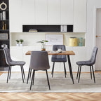 Rectangular Dining Table Set with Upholstered Chairs - Modern Kitchen Table and Chairs Set of 4 for Small Spaces - Grey