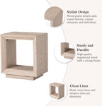COZAYH Farmhouse End Table, Open Cube Accent Table with Geometric Frame, Modern Minimalist Side Table, Light Grey