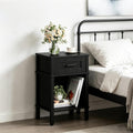 Black Nightstand with Drawers,Small Night Stand,Black Bedside Table