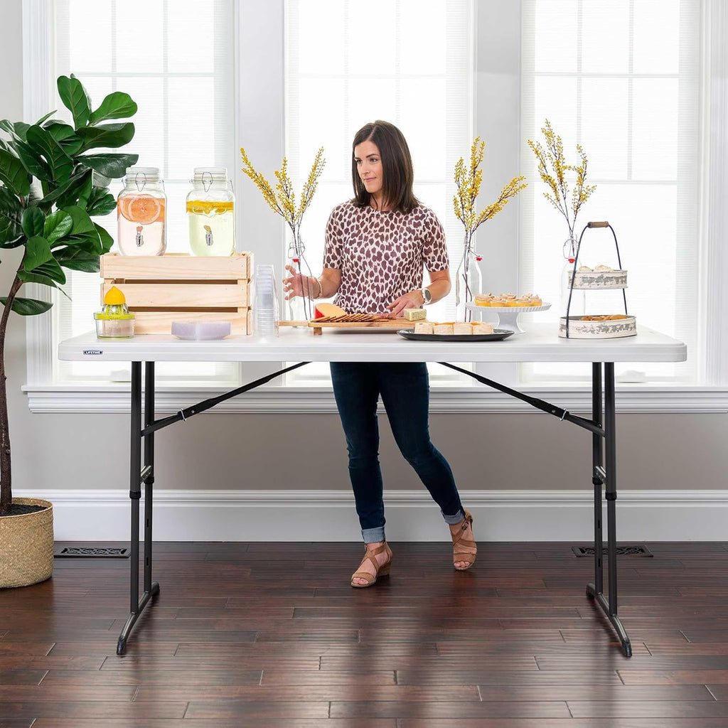 LIFETIME 6-Foot Adjustable Height Nesting Table, Commercial, Almond
