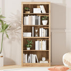 GarveeHome 71 in Tall Bookcase,Wooden Bookshelf with 5 Tiers, Modern Book Shelf in Swedish Oak, Floor Standing Display Shelves for Bedroom, Living Room and Office for Home