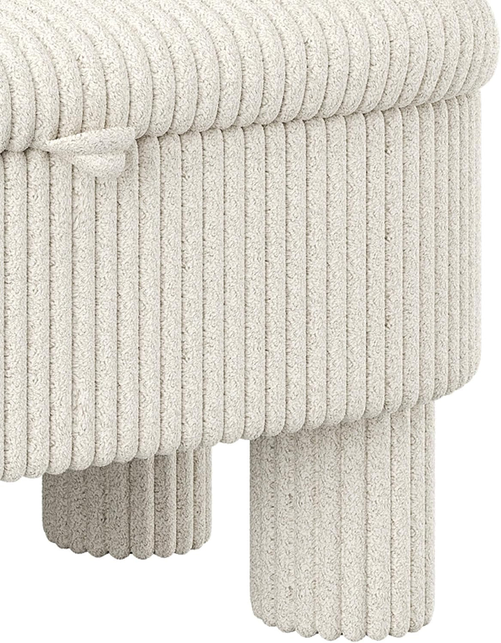 Merax Modern Storage Ottoman, Corduroy Upholstered Bench with Cylinder Legs, Wooden Bedroom Storage Seat, Beige Entryway Shoe Bench for Living Room, Bedroom