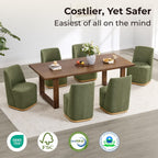 CHITA Upholstered Rolling Dining Chair on Casters Set of 2, FSC Certified Modern Fabric Dining Chair with Casters, Boucle Dining Chairs for Reading Room Kitchen Dining Room, Moss Green