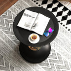 Metal Round End Table,Modern Pedestal Table,Corner Drink Tables,Accent Side Table Nightstand for Living Room,Patio and bar (Black-Gold)