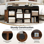 Giantex Shoe Storage Bench with Umbrella Stand, 10-Cubby Entryway Shoe Rack Organizer with Padded Seat, Adjustable & Removable Shelves for Hallway, Living Room & Bedroom (Rustic Brown)