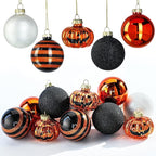 Halloween Tree Ornament Decorations Indoor, 12-Pack Pumpkin Decorative Hanging Ball Ornaments Set for Halloween Christmas Tree, Holiday Party Indoor Home Decor