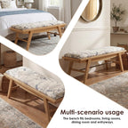 chairus Modern Shoe Bench Linen Fabric Upholstered Padded Seat Wooden Entryway Bench for Living Room End of Bed Hallway(Floral, 43.5" W)