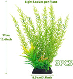 Fish Tank Accessories Large Plants, Green Fish Tank Decorations, Aquarium Decor Plastic Plants 3pcs
