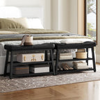 YATINEY Shoe Bench, 3-Tier Shoe Rack, Entryway Bench with Storage and Cushion, for Hallway, Foyer, Bedroom, Black HX02BB