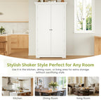 Shaker Style Kitchen Pantry with Drawers, Freestanding Storage Cupboard with Door Shelves, Adjustable Shelves and Pull-Out Trays,for Dining Room (White-B)