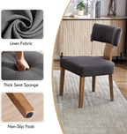Upholstered Dining Chairs Set of 6, Mid-Century Modern Dining Chairs with Wood Legs, Linen Fabric Farmhouse Kitchen Chairs Armless, Comfy Side Chairs for Living Room/Kitchen, Grey
