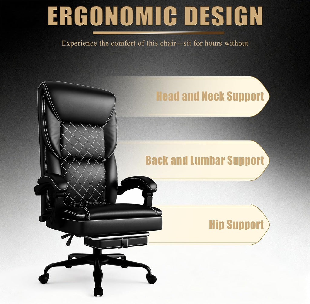 Gaming Chair with Pocket Spring Cushion and Footrest, Ergonomic Computer Chair for Adults, Breathable PU Leather Game Chair