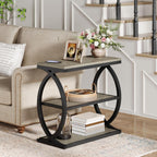 Tribesigns End Table, Narrow 3-Tier End Table for Living Room, Industrial Wooden Side Table with Metal Frame, Small Bedside Nightstand for Bedroom, Small Spaces, Grey