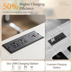 Yechen Fluted Nightstand Set of 2 with Ultra-Fast Charging Station, White | Large Drawers, FSC-Certified Wooden Board, Unique Fluted Profile, Metal Handle, Mid Century Modern Bedside Table for Bedroom