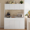 Mekminop Kitchen Hutch Storage Cabinet, 63" W Large Pantry Cabinets with Microwave Oven Countertop, Freestanding Kitchen Pantry Storage Cabinet with 4 Doors, 2 Drawers and 7 Shelves, White