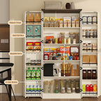 Tall Kitchen Pantry Cabinet, White Wood Storage Cabinet with 2 Doors | Food Pantry Cabinets for Kitchen Storage, Off White Wood Storage Cabinet, Farmhouse Cabinets with Freestanding Cupboard