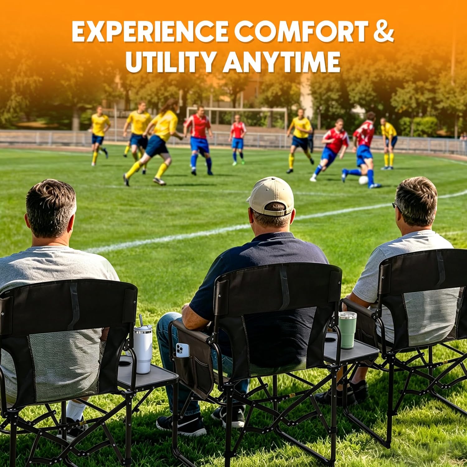 Directors Chair Foldable with Side Table, 400lb Heavy Duty for Adults Outdoor, Folding Camping Chair for Sideline Sports, Fishing, Patio, Lawn, Picnic, Beach, 1-Pack Brown