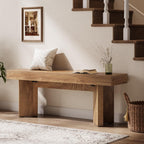 Tribesigns 47" Wooden Entryway Bench, Farmhouse Indoor End of Bed Bench, Long Table Benches Seat for Bedroom, Hallway, Foyer, End of Bed (Rustic Brown)