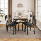 GarveeHome Dining Table Set for 4, Kitchen Table with 4 Upholstered Chairs, Wood Rectangular Dining Table and Chairs Set, for Small Space, Apartment, Dinner, Rustic Brown