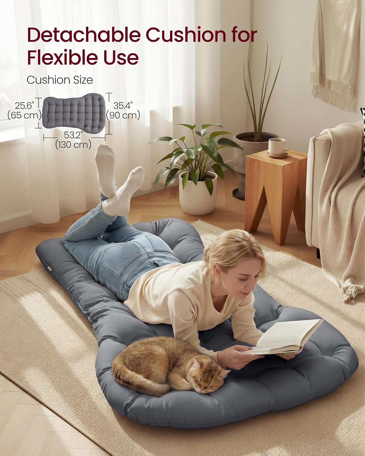 VASAGLE Papasan Chair, Outdoor Rocking Chair, Outdoor Furniture, Steel Frame, Extendable Footrest, Removable Cushion, Holds 300 lb, for Bedroom, Living Room, Patio, Garden, Gray ULYY062GZ01