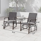 Outsunny Outdoor Glider Chair with Table 2-Seat Patio Loveseat Gray | Rocking Chair Swing Love Seat, Breathable Sling, Backyard Garden Porch