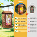 Hummingbird Solar Lanterns Outdoor Waterproof, Metal & Glass Hanging Lights Garden Decor, Birthday Gifts for Women Mom Grandma Mothers Day, Decorative Lights for Outside Yard Patio Backyard Porch
