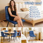 Velvet Dining Chairs Set of 4, Mid Century Upholstered Blue Dining Chairs Tufted Upholstered Kitchen Chairs Set of 4 for Dining Room, Bedroom, Living Room (Blue, Set of 4)