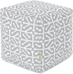 Majestic Home Goods Aruba Indoor/Outdoor Bean Bag Ottoman Pouf Cube, 17" L x 17" W x 17" H, Gray