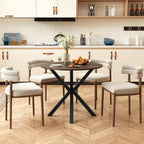 Giantex 36" Round Dining Table for 4, Farmhouse Kitchen Table with Rubber Wood Legs, Adjustable Foot Pads, Dining Room Tables for Dinette, Small Space, Dinner, Living Room, Restaurant, Espresso