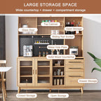Pantry Storage Cabinet with Microwave Stand, Sliding Charging Station, Drawers & Shelves - Tall Food Pantry Organizer for Home, Metal Orifice Plate Included