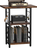 YAKANJ Record Player Stand with Extended Desktop,Large Record Player Table with Vinyl Storage,Tall Turntable Stand with Record Holder Vinyls Display Shelf for Music Room Studio, Rustic Brown