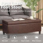 Homebeez 42" Storage Ottoman Bench, Lift Top Faux Leather Storage Bench | with Hidden Compartment, Modern Rectangular End of Bed Bench, for Bedroom Living Room Entryway, Blackened Red