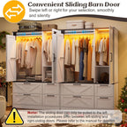 PAKASEPT Armoire Wardrobe Closet with w/Folding Sliding Barn Door