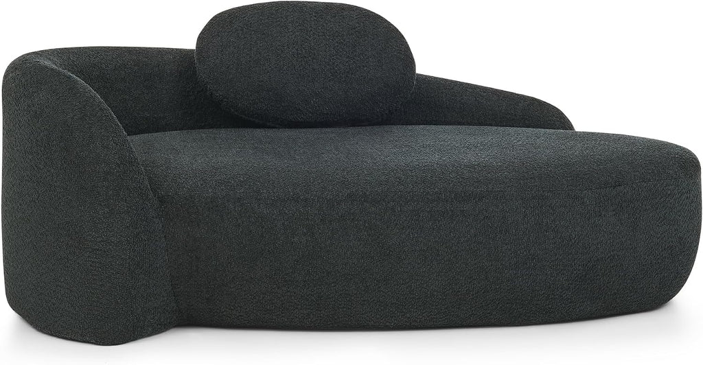 Full Foam Chaise Lounge Chair Indoor, Boucle Upholstered Chaise Lounge Sofa Bed, Right Facing Leisure Cloud Recliner Couches Sleeper Daybed for Living Room